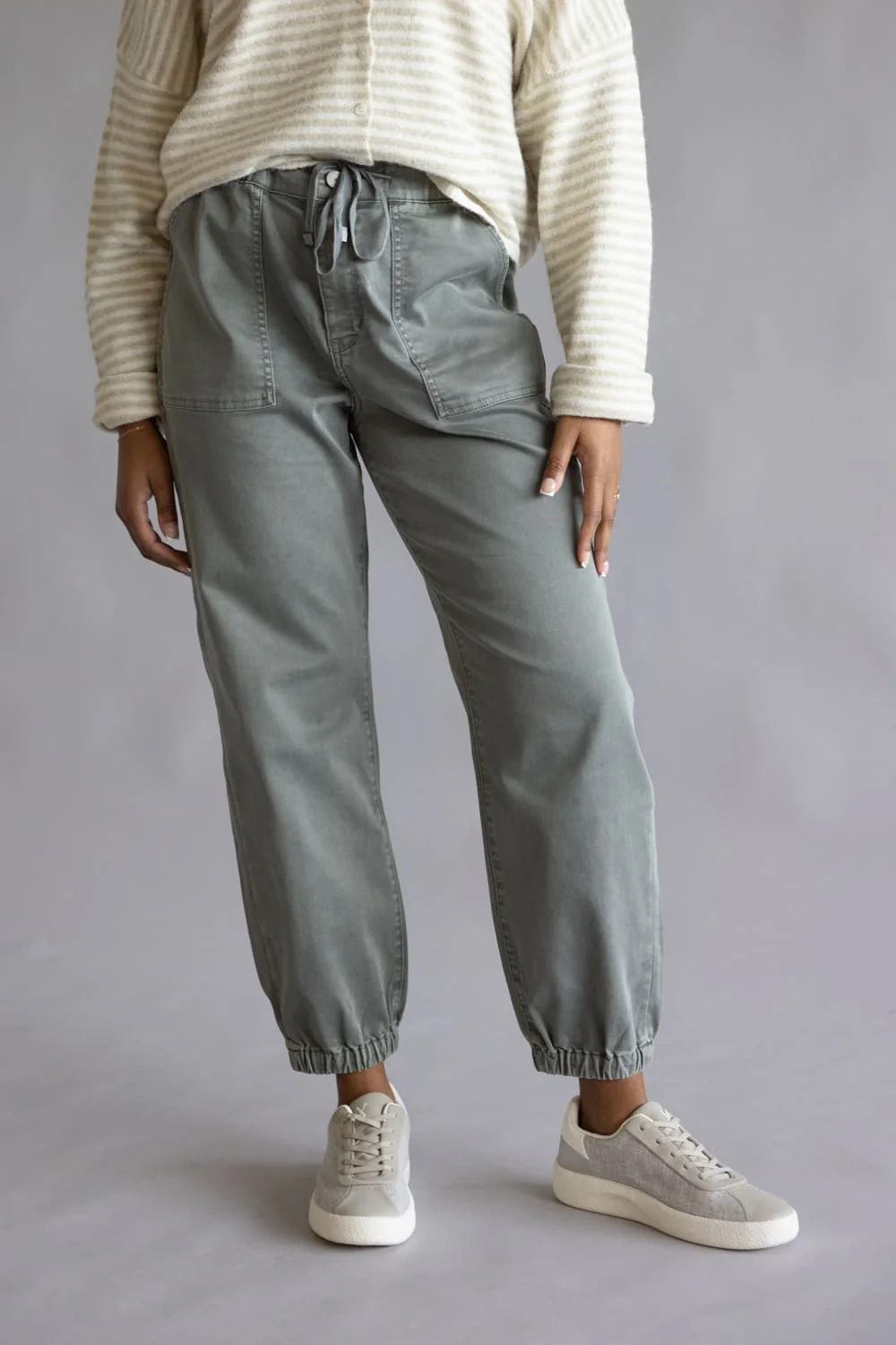 Mica Cropped Jogger Pants for Women in Ash Grey | MDP-G3164AG - Image 3