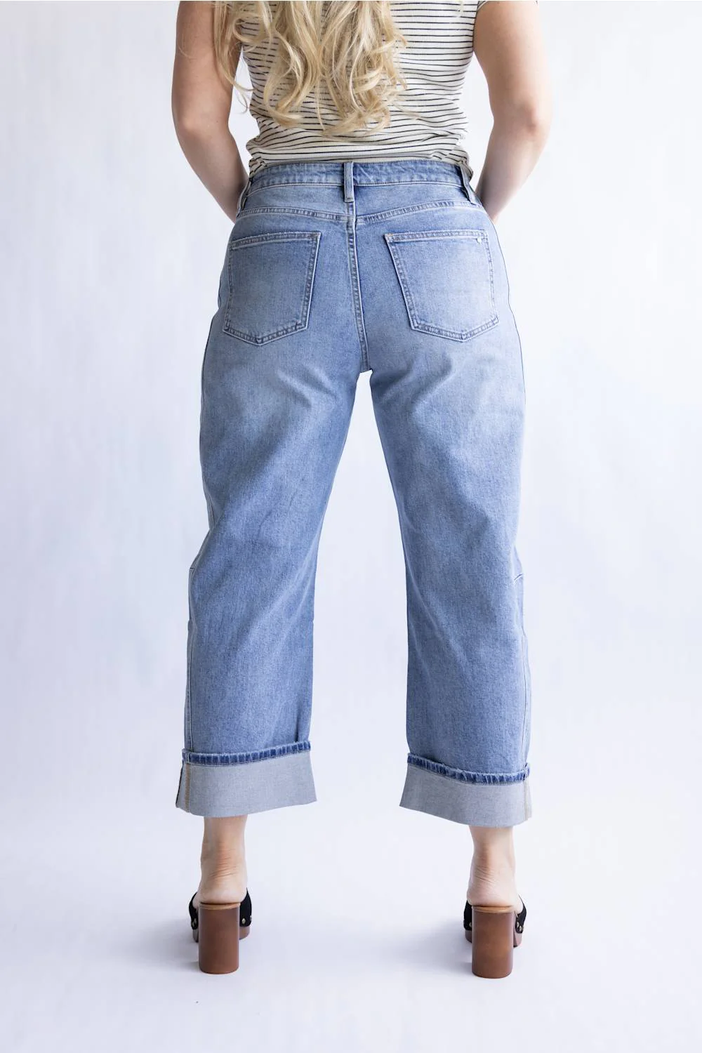 Mica High Rise Cuffed Barrel Jeans for Women | MDP-W3525LT - Image 4