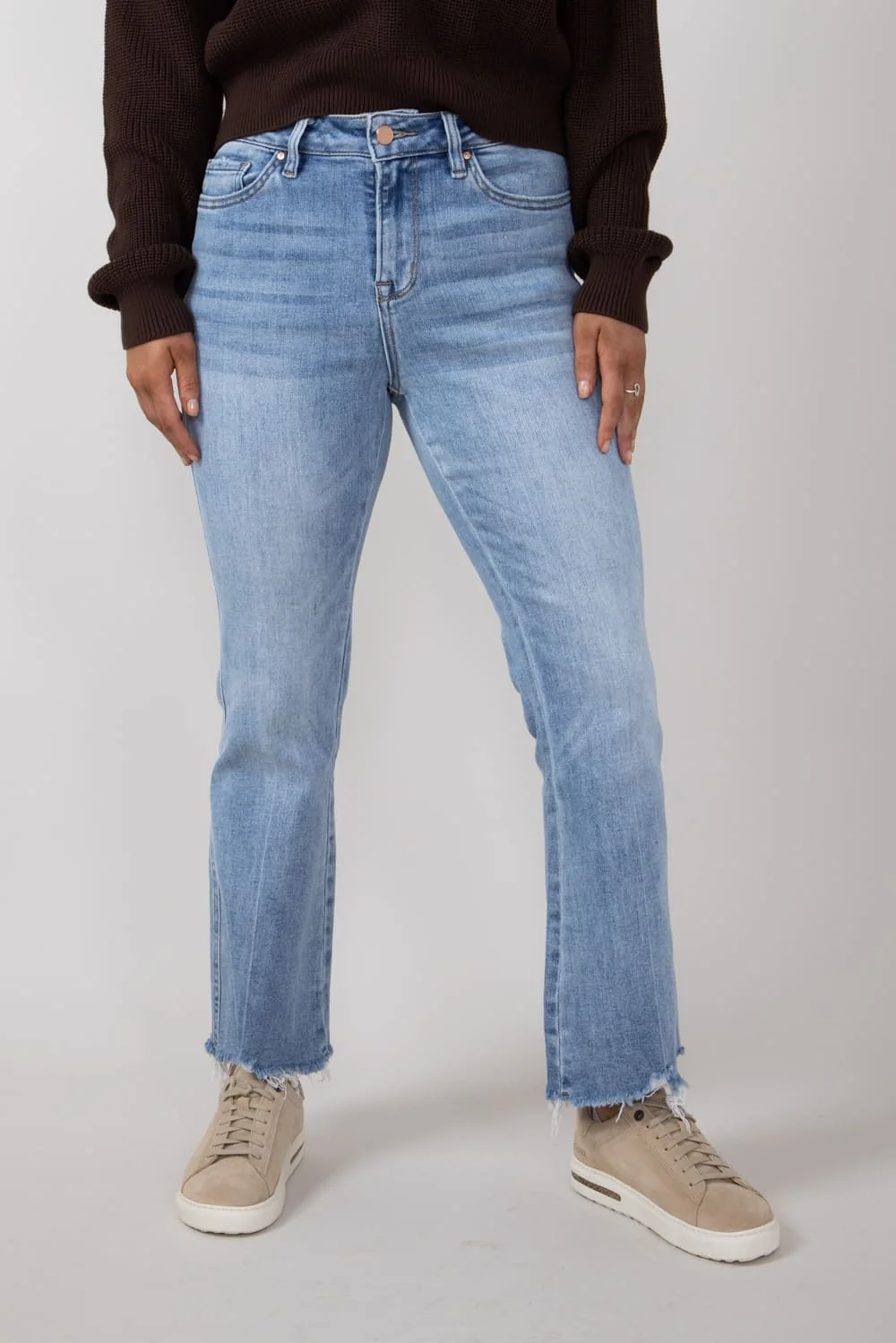 Mica High Rise Crop Flare Shark Hem Jeans for Women | MDP-F124 - Image 3