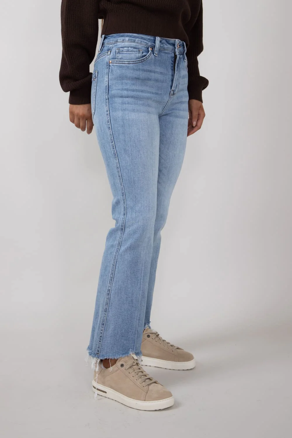 Mica High Rise Crop Flare Shark Hem Jeans for Women | MDP-F124 - Image 4