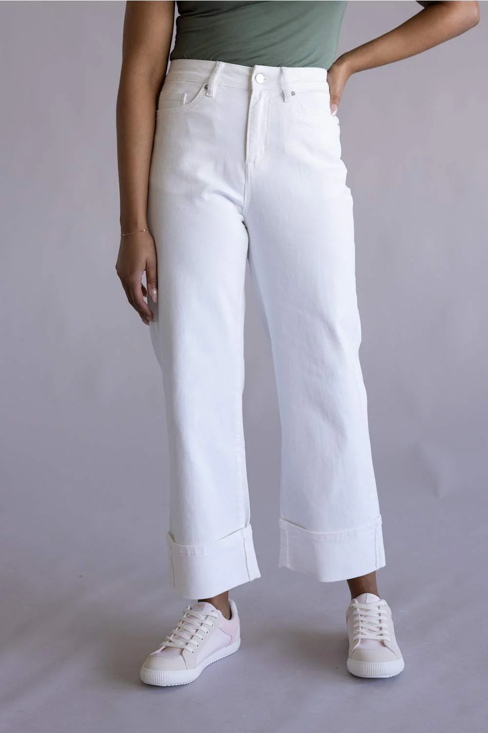 Mica High Rise Crop Wide Jeans for Women in White | MDP-W3025WH - Image 2