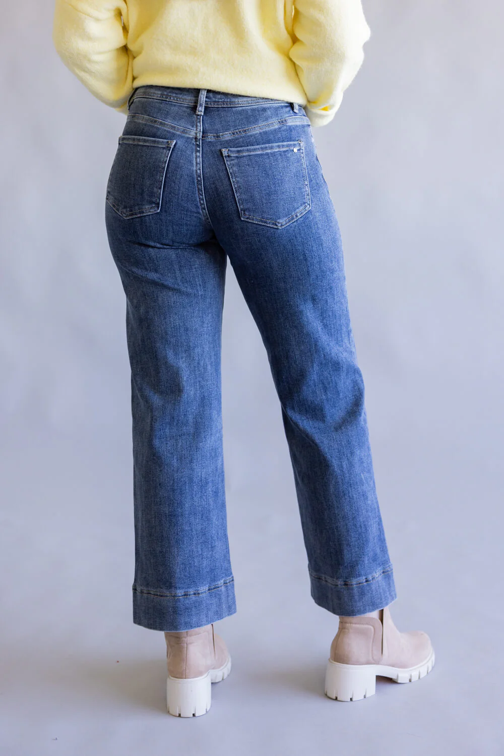 Mica High Rise Dark Wash Wide Leg Jeans for Women | MDP-W3535M - Image 2