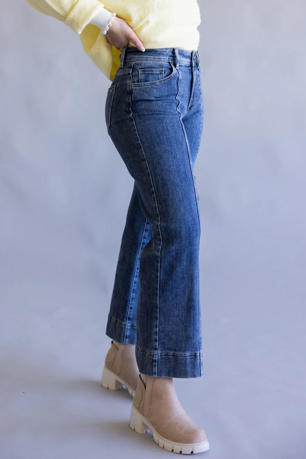 Mica High Rise Dark Wash Wide Leg Jeans for Women | MDP-W3535M - Image 4