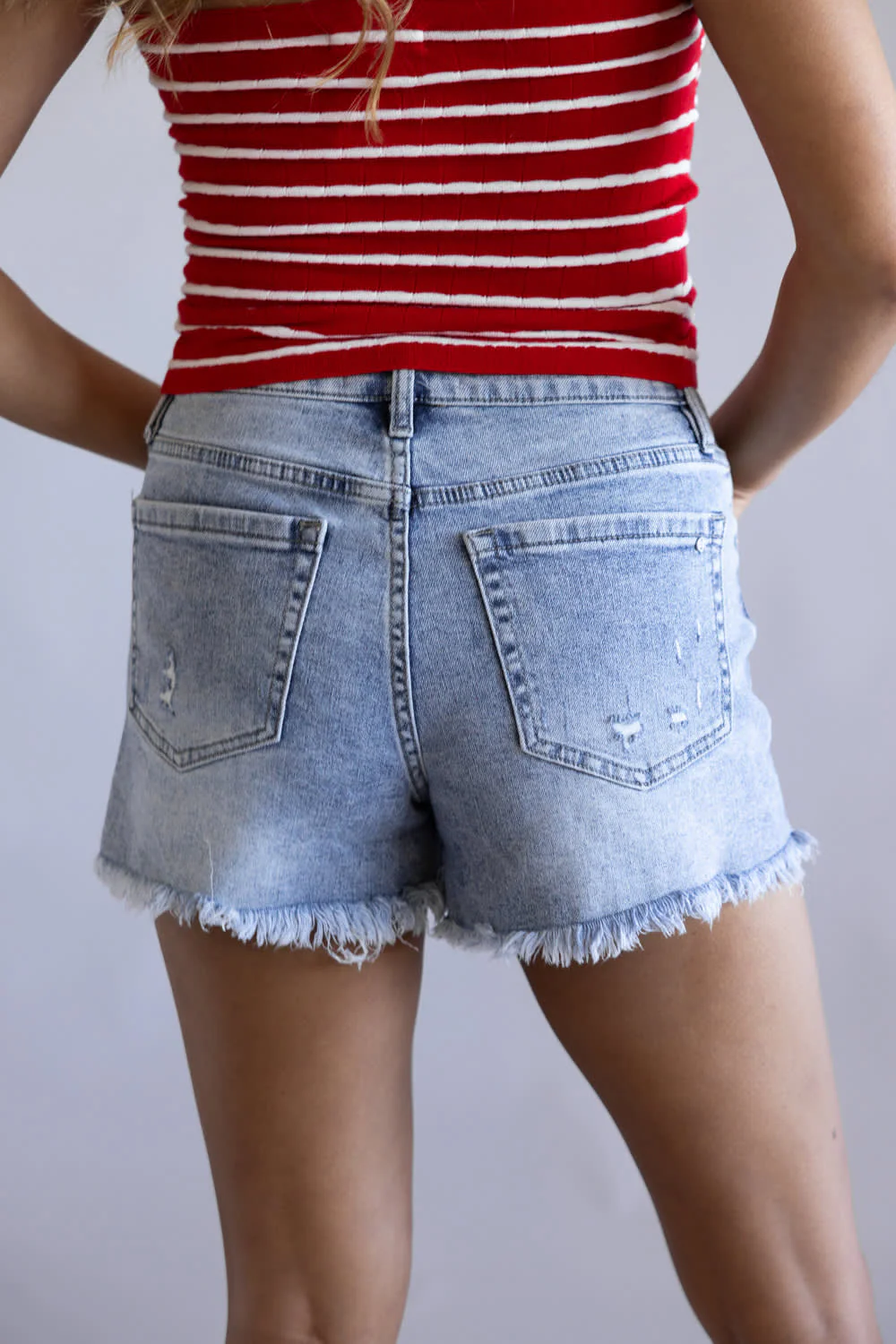 Mica High Rise Fray Hem Denim Shorts for Women | MDP-H3069R - Image 4