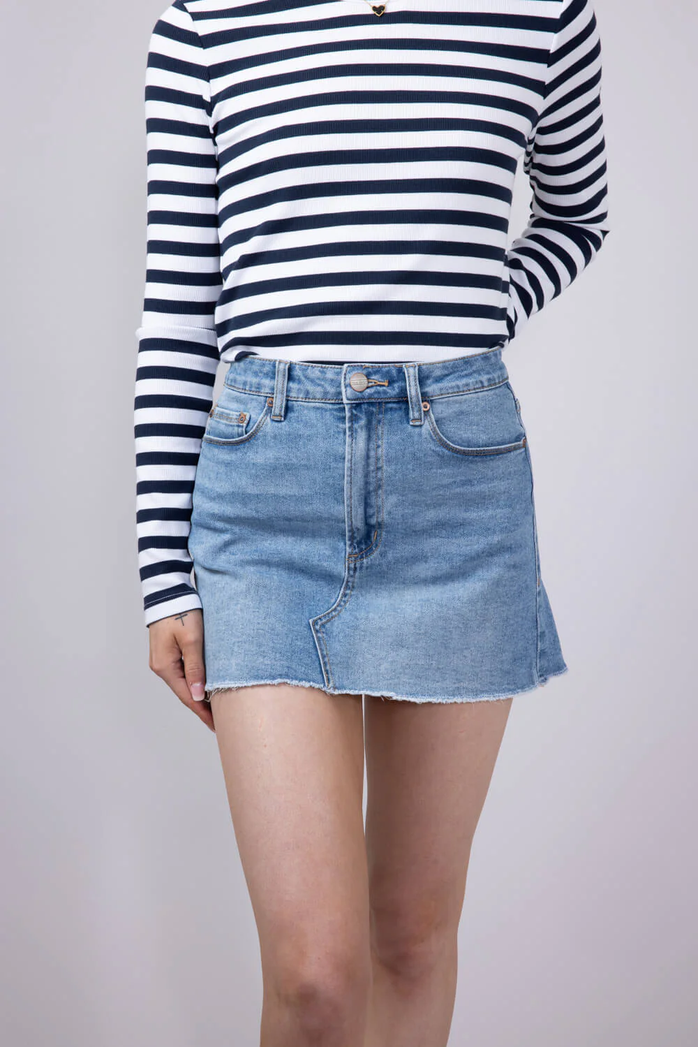 Mica High Rise Raw Hem Denim Mini Skirt for Women | MDP-K3478 - Image 3