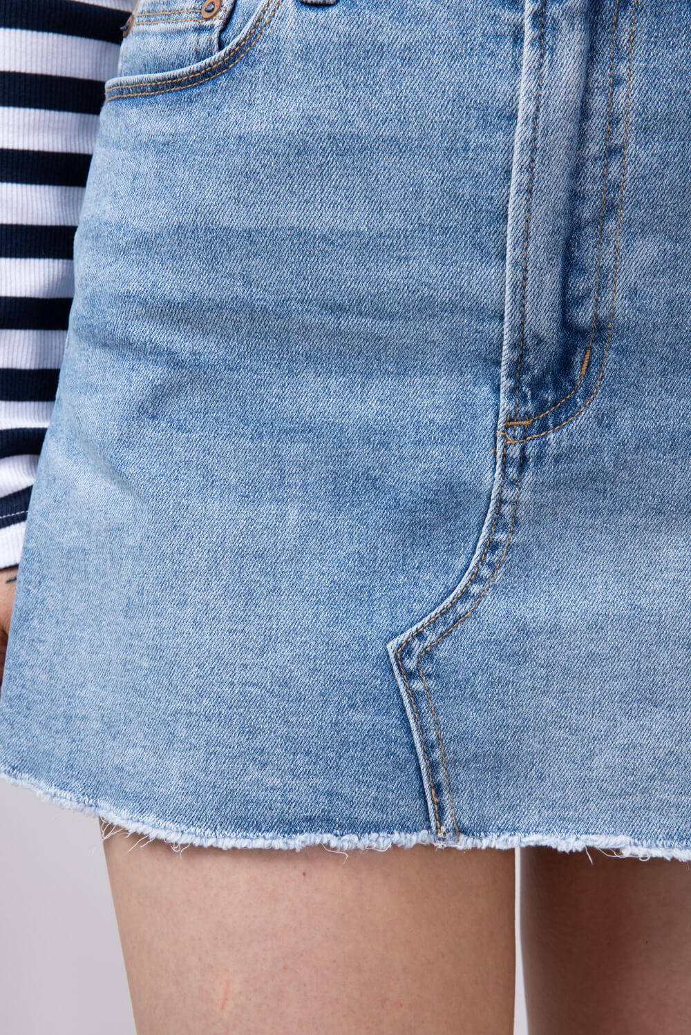 Mica High Rise Raw Hem Denim Mini Skirt for Women | MDP-K3478 - Image 4