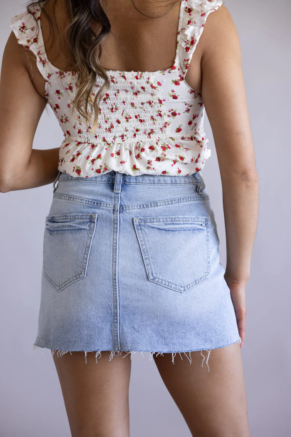 Mica High Rise Raw Hem Denim Mini Skirt for Women | MDP-K3675 - Image 3