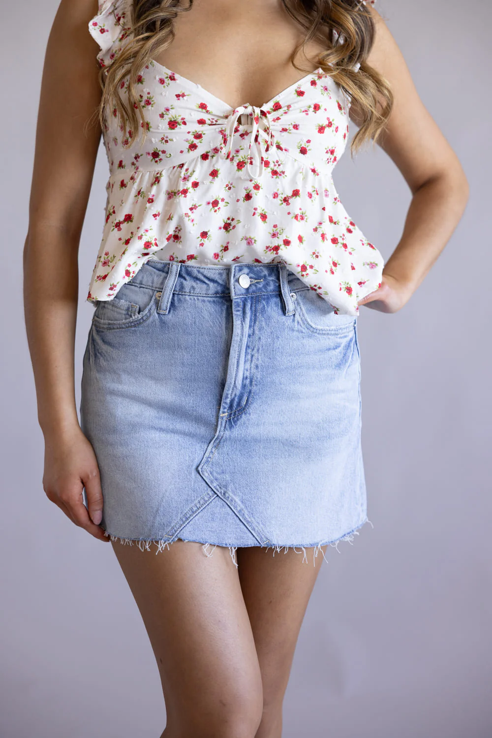 Mica High Rise Raw Hem Denim Mini Skirt for Women | MDP-K3675 - Image 4