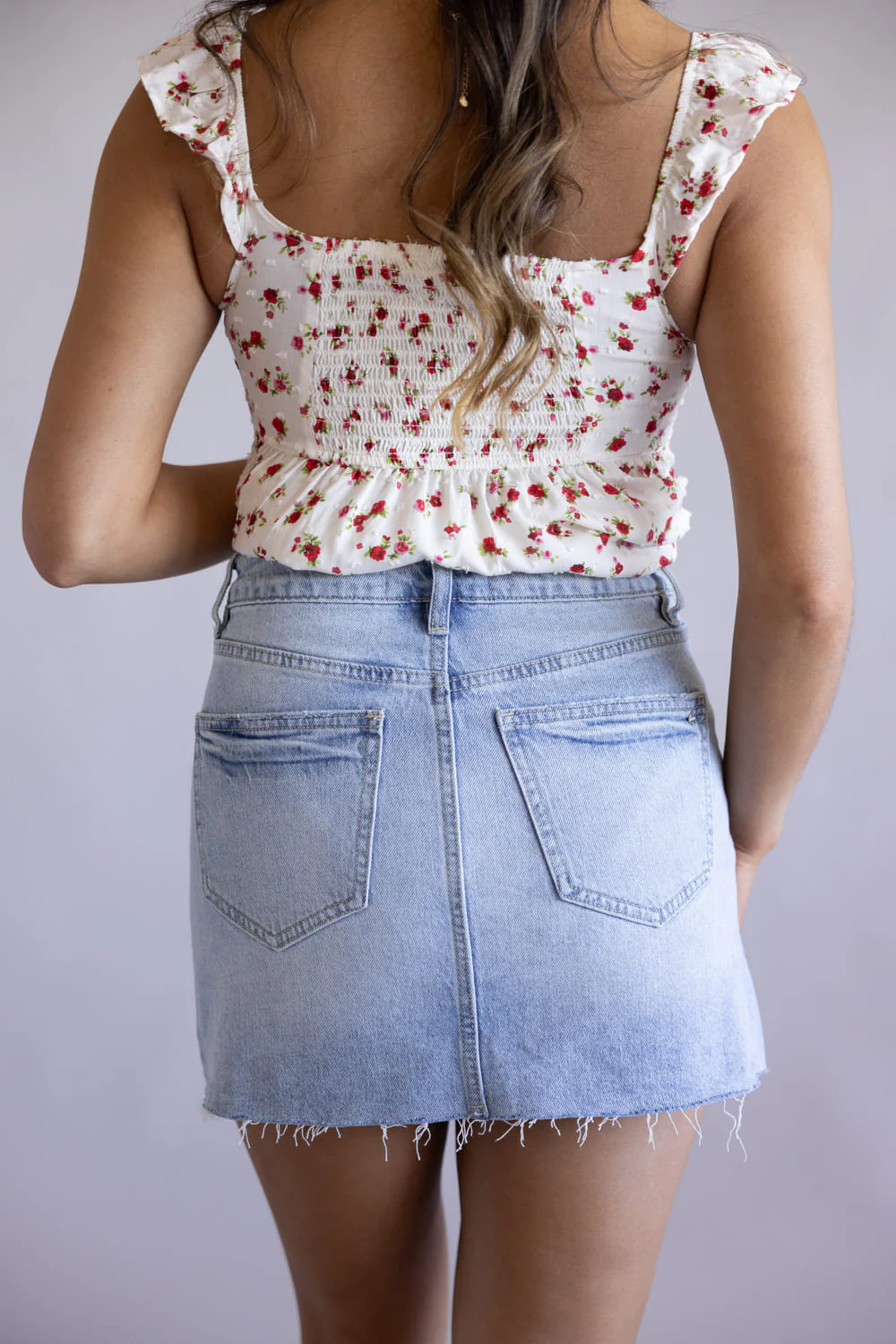 Mica High Rise Raw Hem Denim Mini Skirt for Women | MDP-K3675 - Image 5