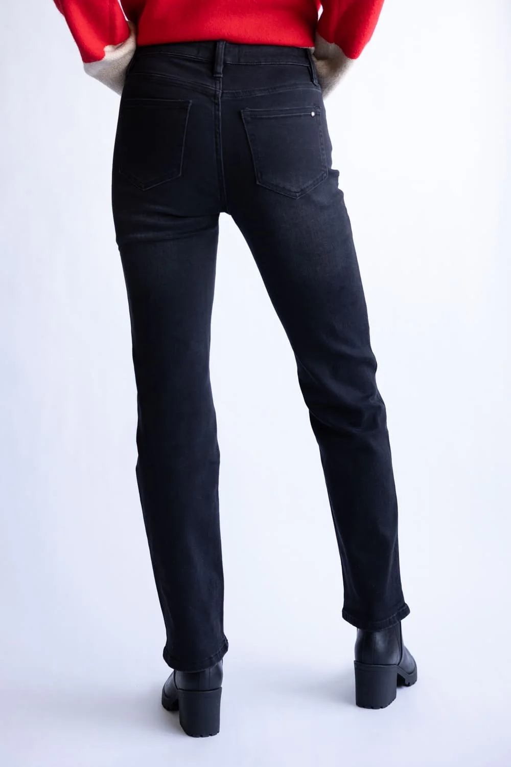 Mica High Rise Straight Leg Jeans for Women in Black | MDP-T3566B - Image 2