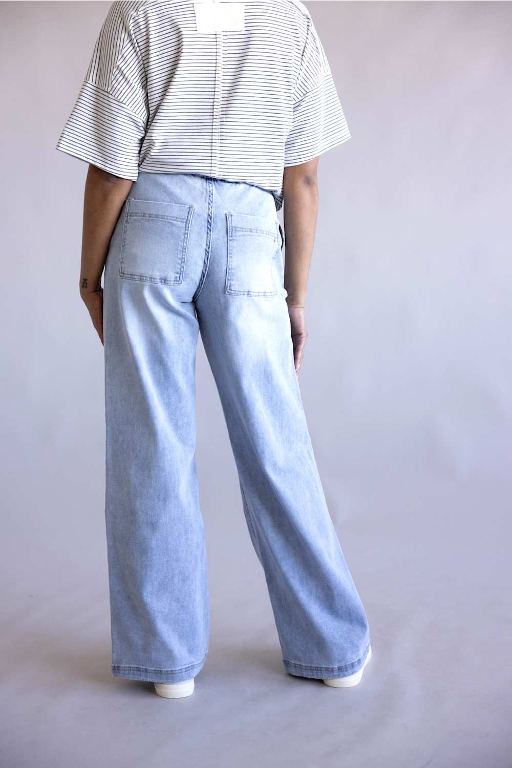 Mica High Rise Drawstring Wide Leg Jeans for Women | MDP-G3695LT - Image 2