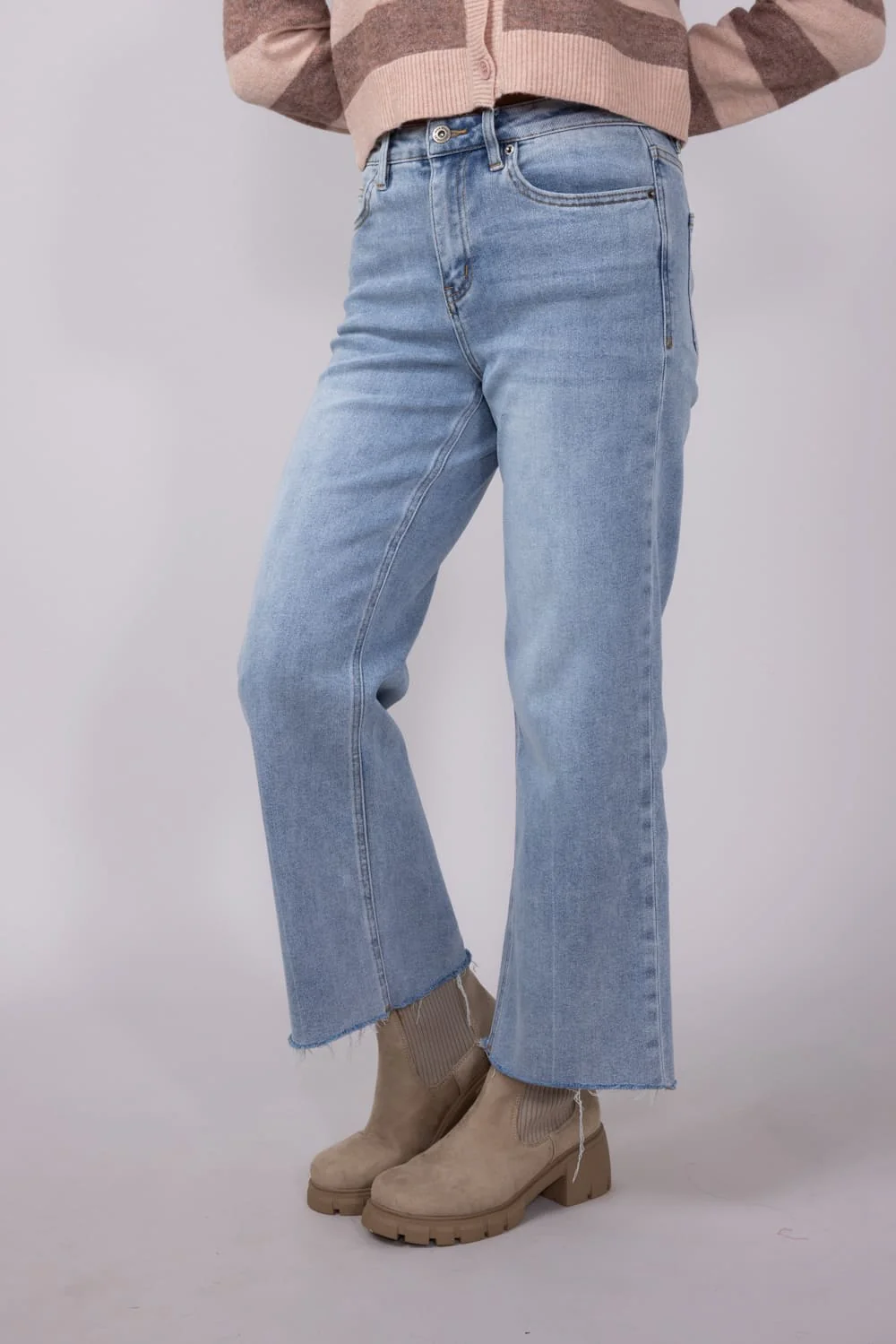Mica High Rise Wide Leg Raw Hem Jeans for Women | MDP-W3390 - Image 5