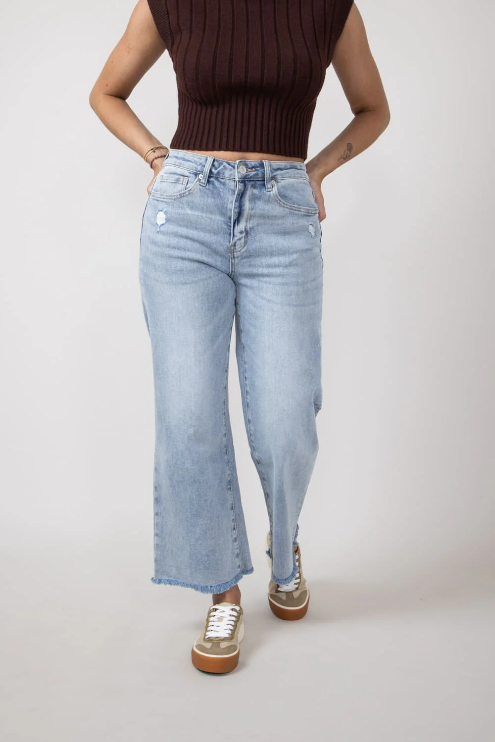 Mica High Rise Wash Clean Wide Leg Jeans for Women | MDP-W3034LT - Image 3