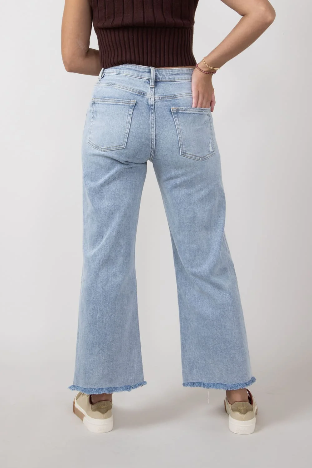 Mica High Rise Wash Clean Wide Leg Jeans for Women | MDP-W3034LT - Image 5