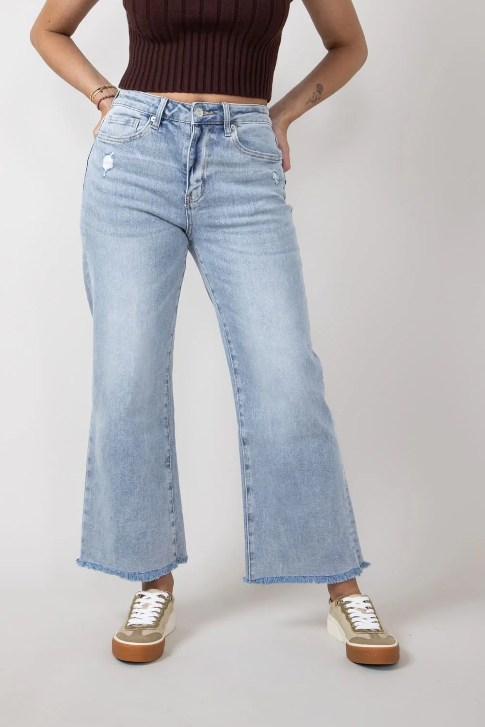Mica High Rise Wash Clean Wide Leg Jeans for Women | MDP-W3034LT - Image 6