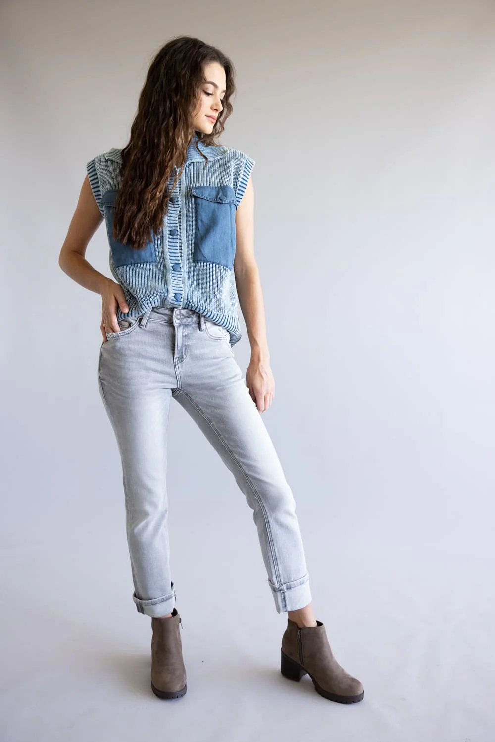 Mica Mid Rise Cuffed Straight Jeans - Image 2