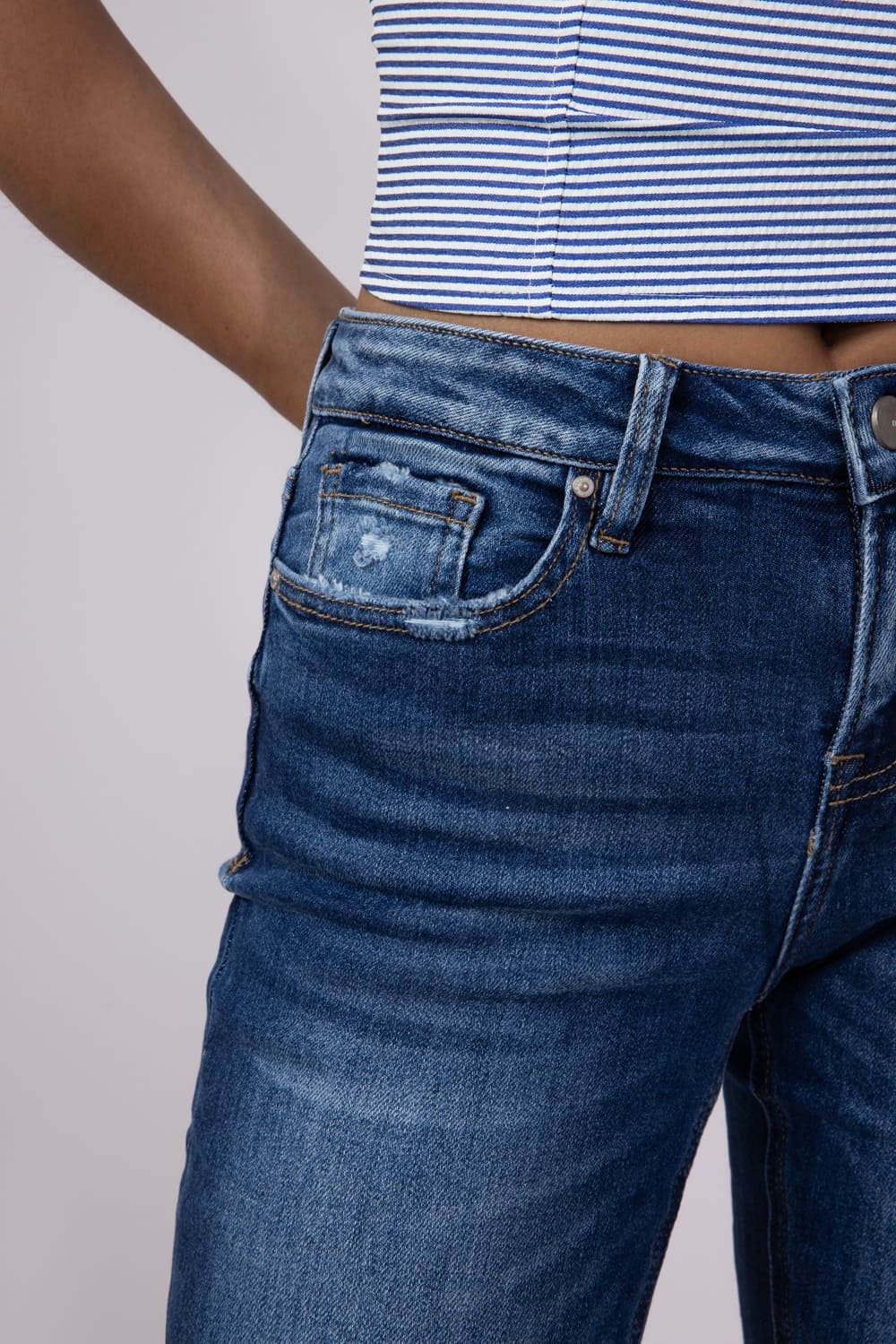 Mica Mid Rise Straight Leg Cuffed Jeans for Women | MDP-T2061 - Image 5