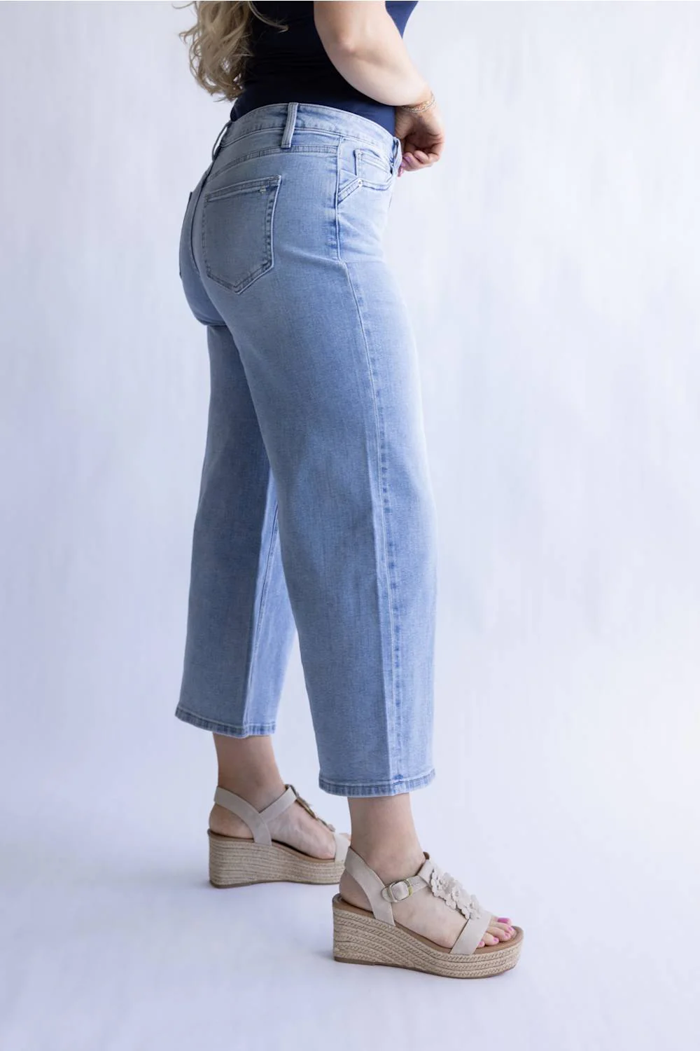 Mica Mid Rise Wide Crop Jeans for Women | MDP-W3857 - Image 3