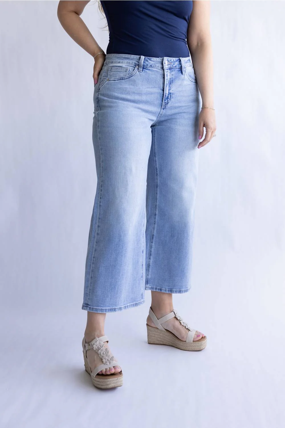 Mica Mid Rise Wide Crop Jeans for Women | MDP-W3857 - Image 5