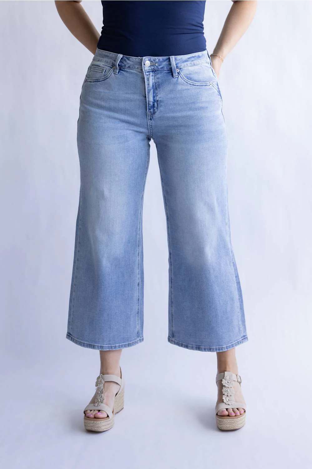 Mica Mid Rise Wide Crop Jeans for Women | MDP-W3857 - Image 6