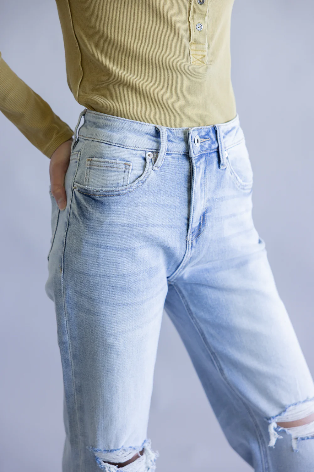 Mica Super High Rise Distressed Wide Leg Jeans for Women | MDP-W3522M - Image 2