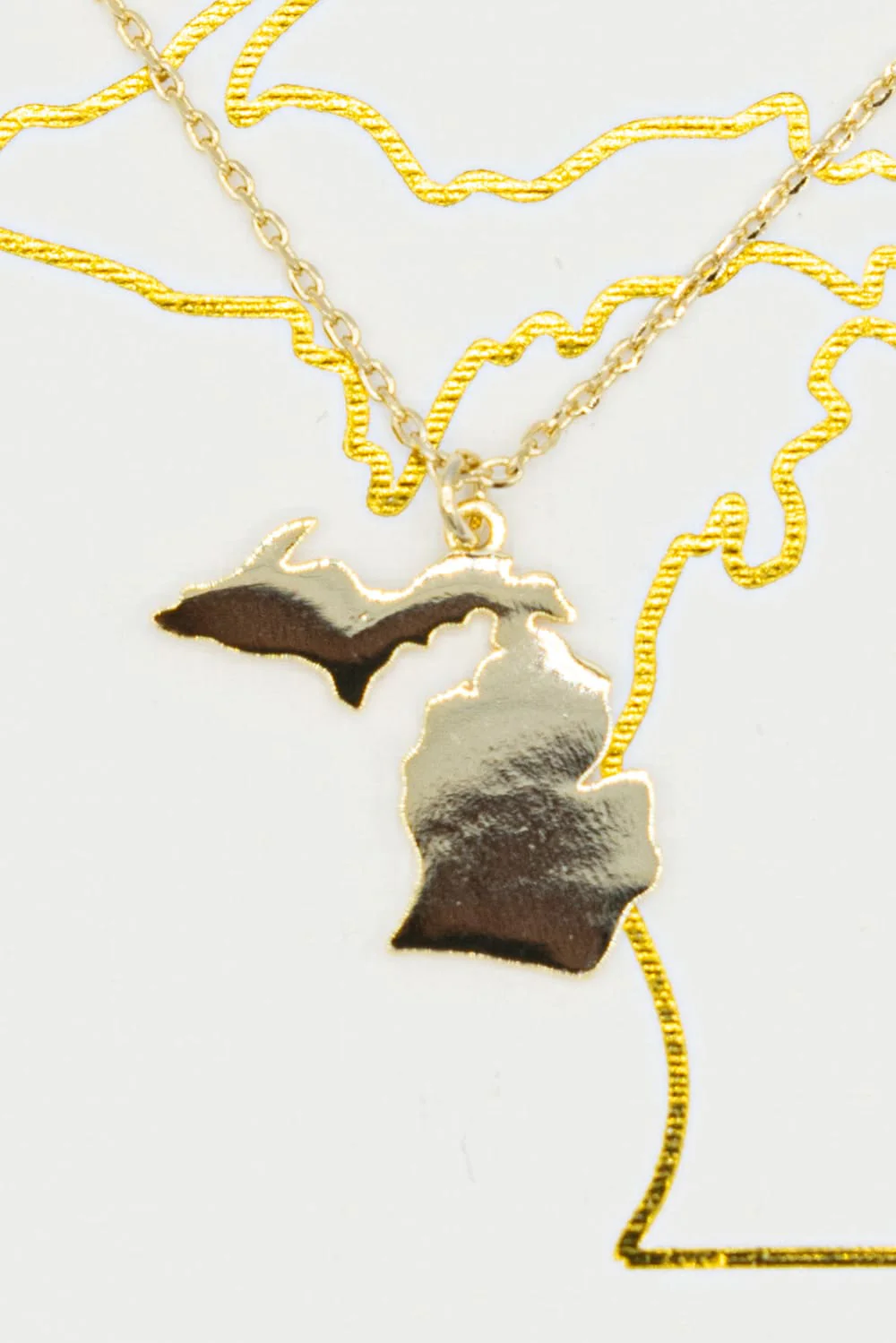 Michigan State Shaped Necklace for Women in Gold | NN0038-MIGD - Image 2