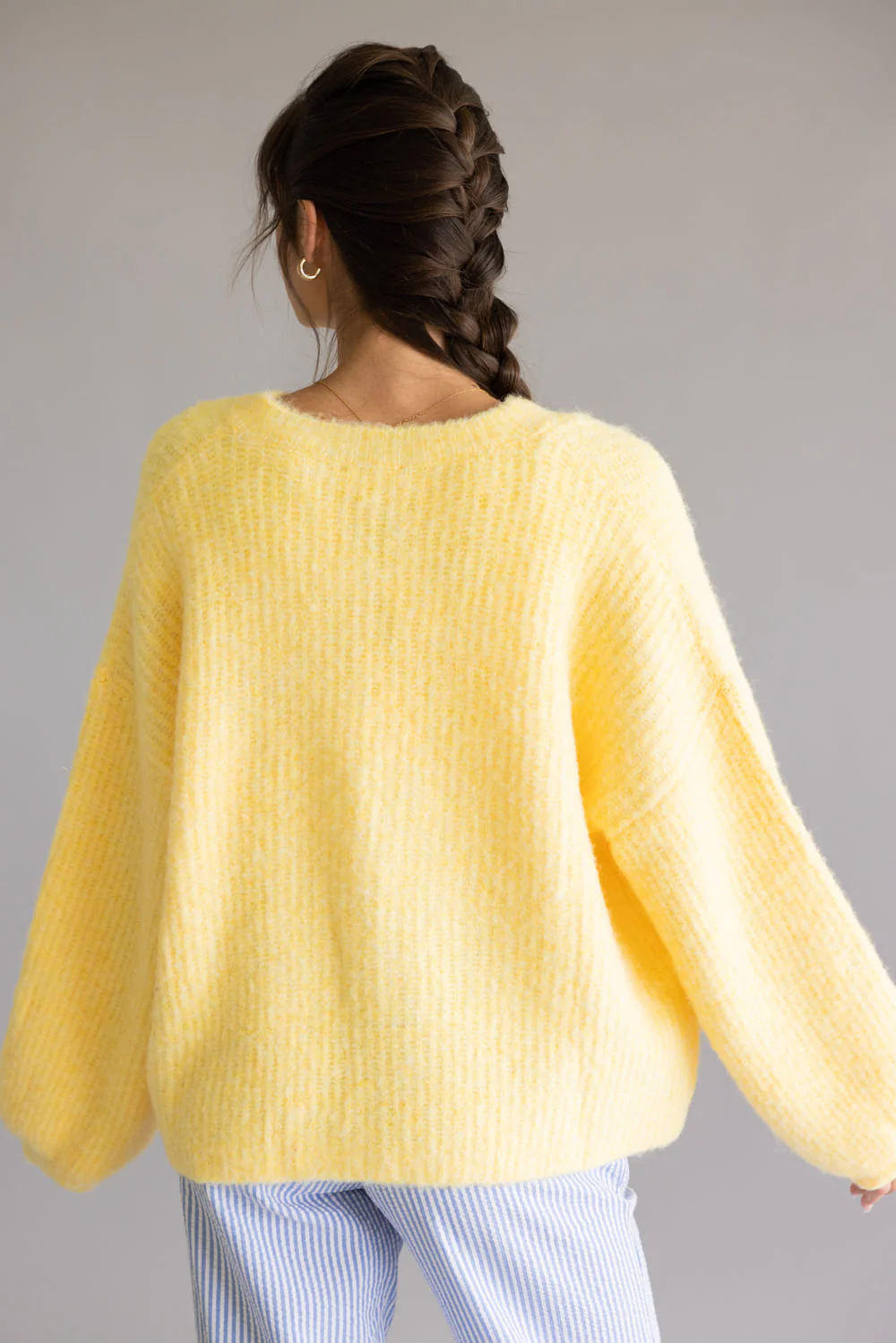 Mimosa Balloon Sleeve Knit Cardigan for Women in Yellow | MK7129-BUTTER - Image 3