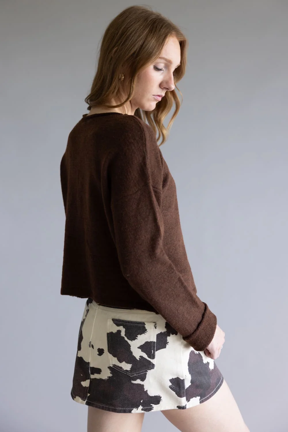 Mimosa Classic Lightweight Cardigan for Women in Chocolate | MK7091-CHOCOLATE - Image 2