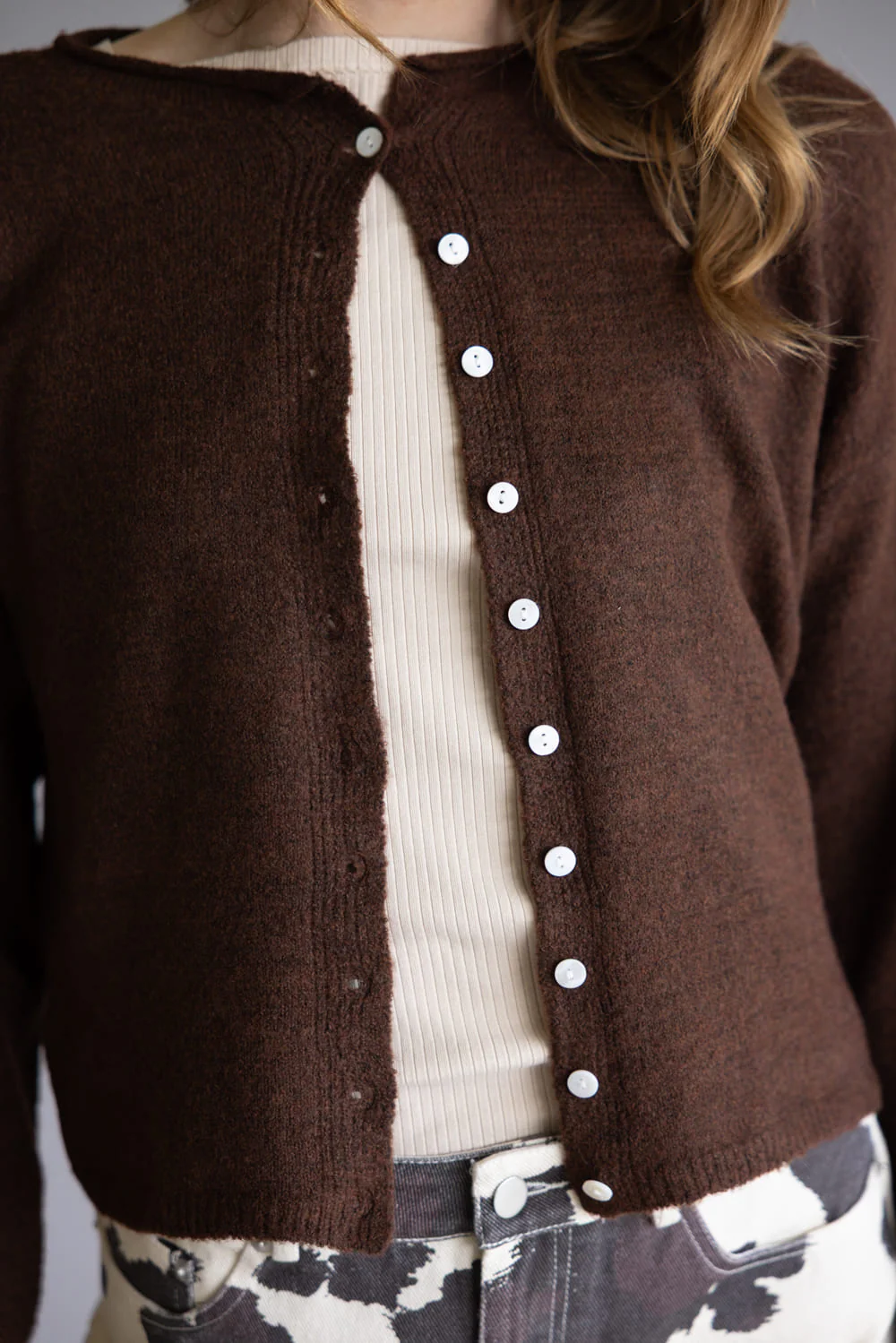 Mimosa Classic Lightweight Cardigan for Women in Chocolate | MK7091-CHOCOLATE - Image 3