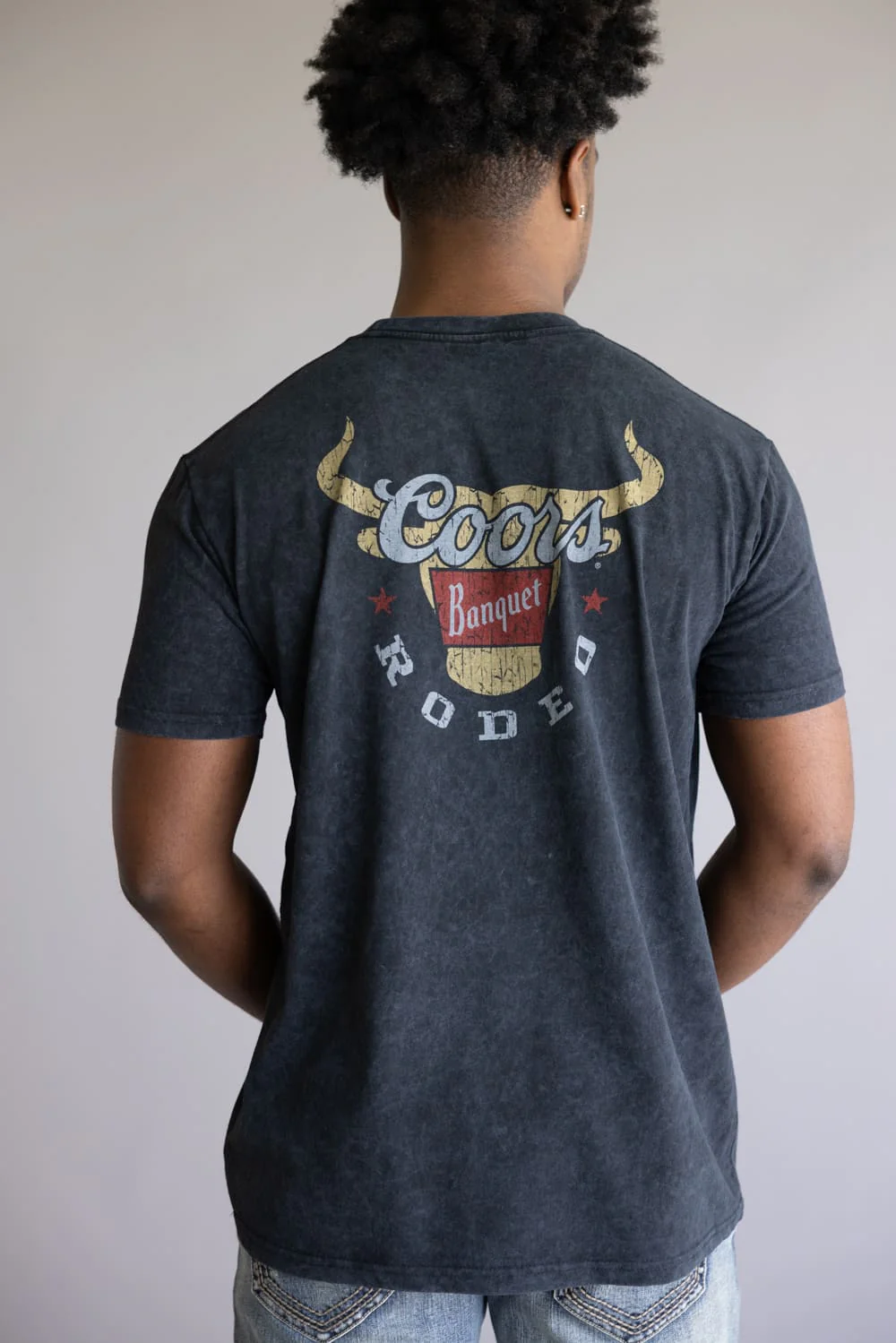 Mineral Wash Coors Rodeo Steer Head T-Shirt for Men in Black | 47-561/562-68-BLACK - Image 4