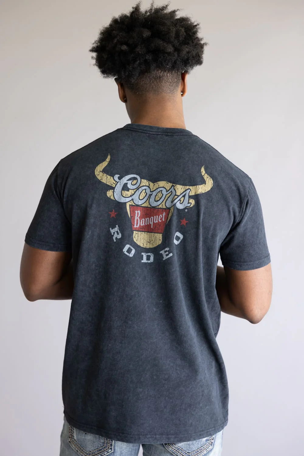 Mineral Wash Coors Rodeo Steer Head T-Shirt for Men in Black | 47-561/562-68-BLACK - Image 5