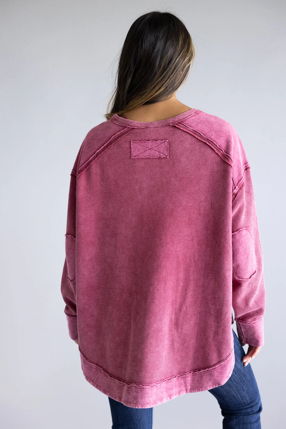 Mineral Wash Knit Top for Women in Burgundy | NT12234-BURGUNDY - Image 2