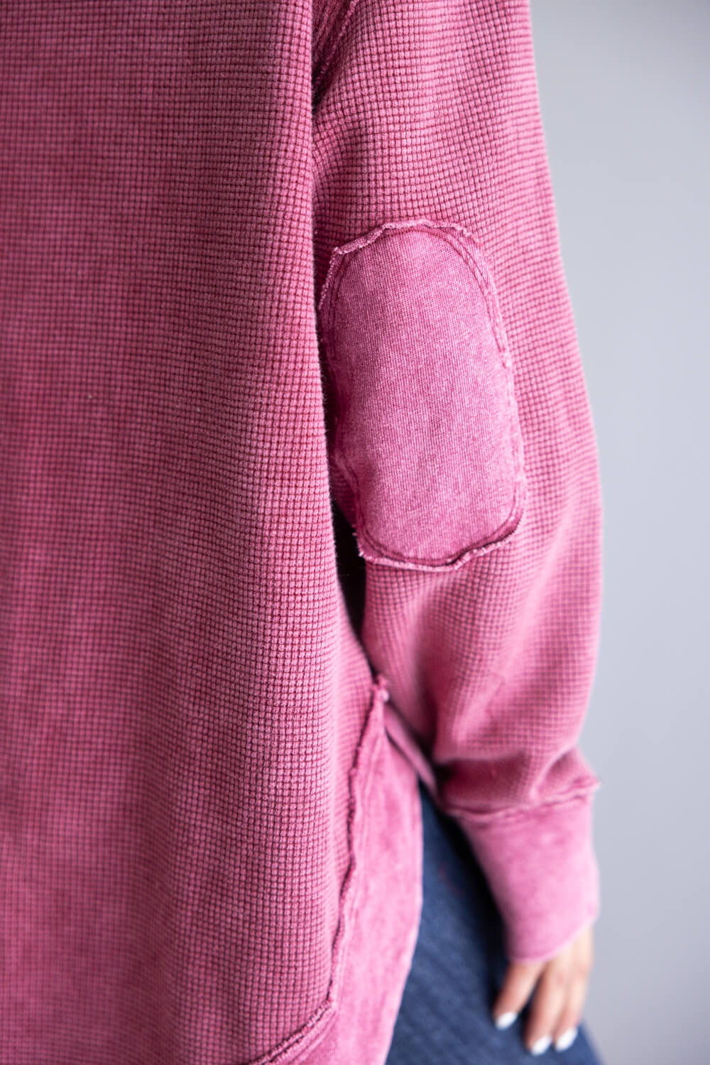 Mineral Wash Knit Top for Women in Burgundy | NT12234-BURGUNDY - Image 3