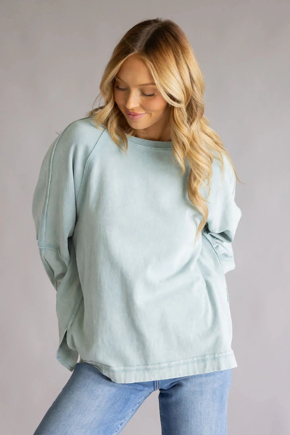 Mineral Wash Pullover for Women in Seafoam | S15303-SEA - Image 3