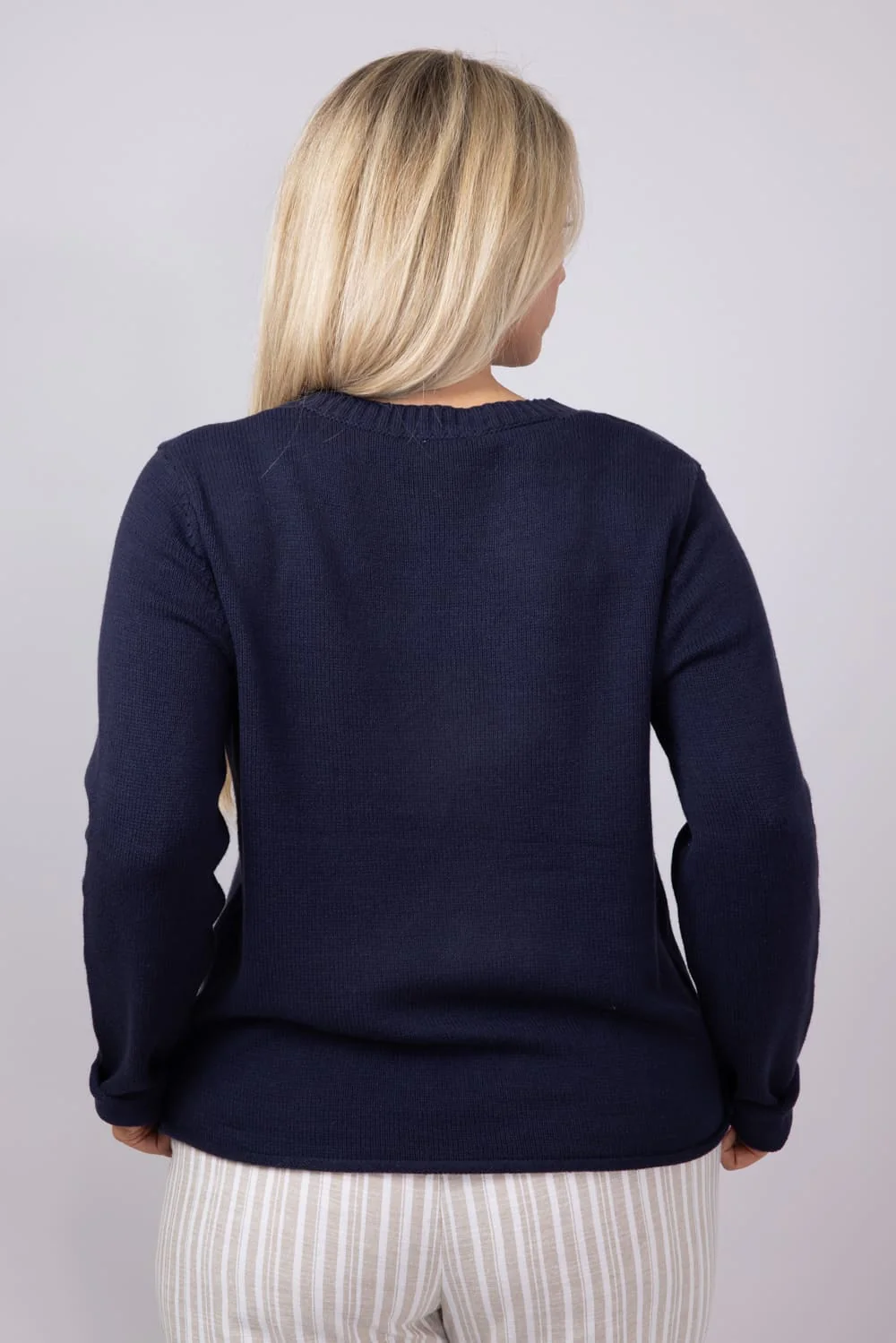 Miracle Anchor Lightweight Sweater for Women in Navy | F2112-NAVY - Image 3