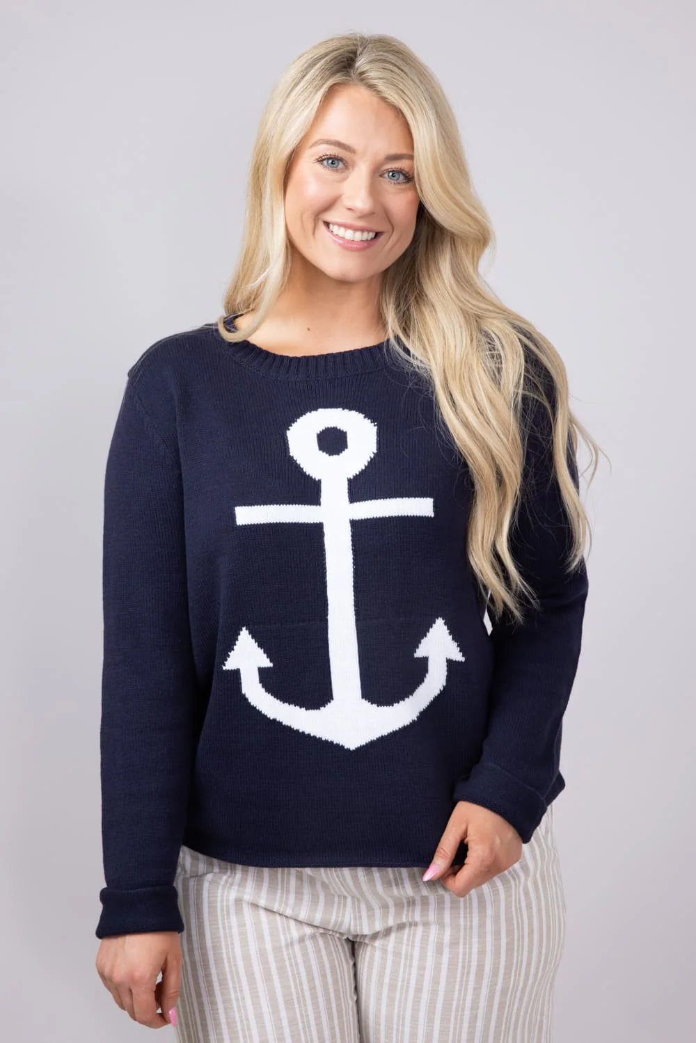 Miracle Anchor Lightweight Sweater for Women in Navy | F2112-NAVY - Image 4