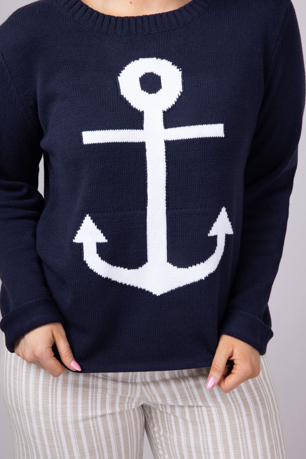 Miracle Anchor Lightweight Sweater for Women in Navy | F2112-NAVY - Image 5