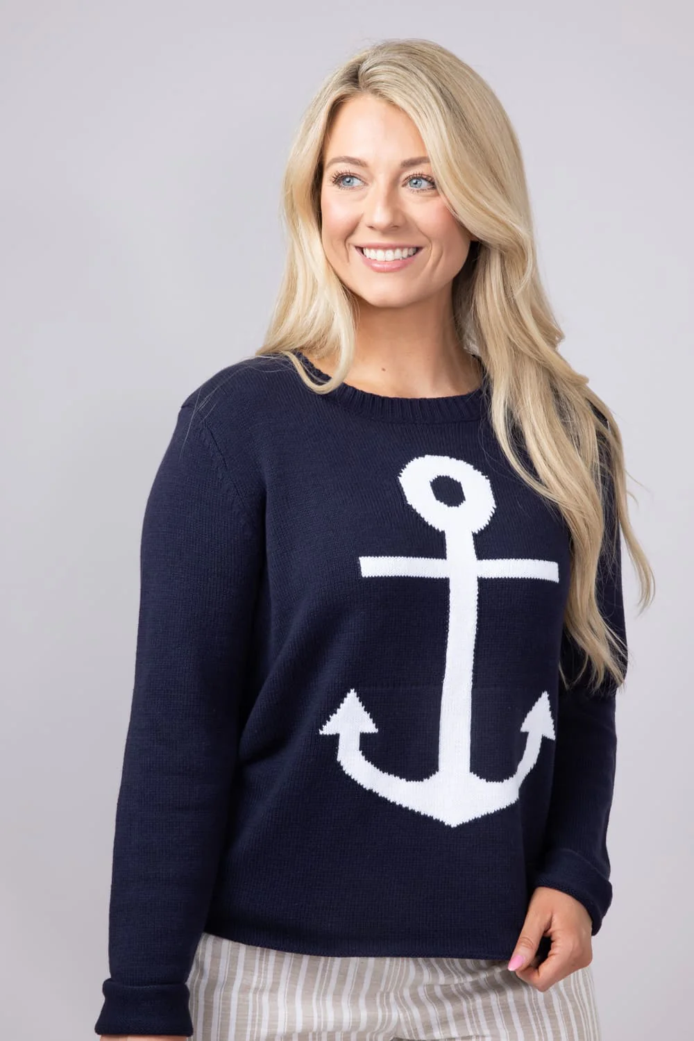 Miracle Anchor Lightweight Sweater for Women in Navy | F2112-NAVY - Image 6