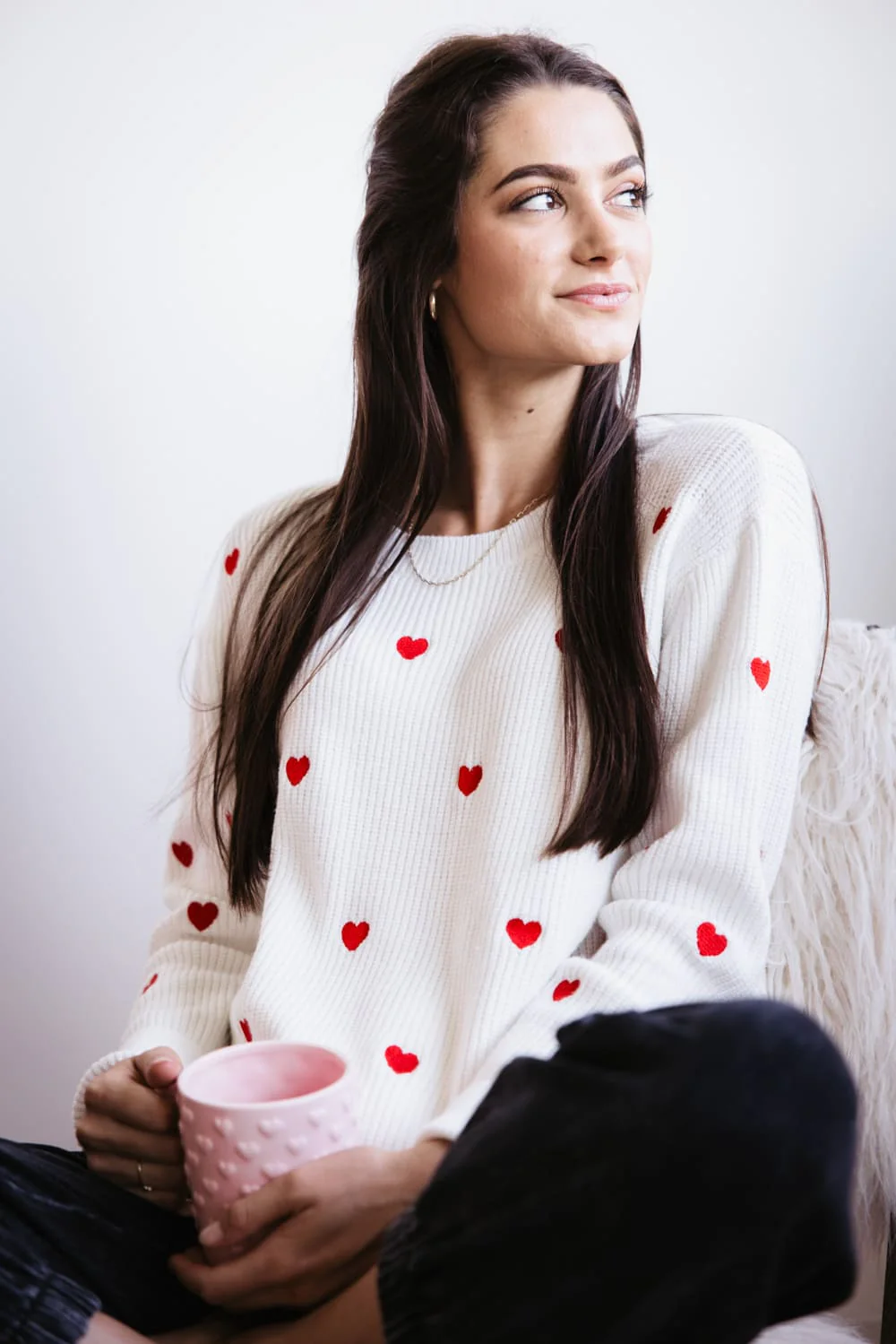 Miracle Heart Sweater for Women in Ivory/Red | W8009-IVORYRED - Image 3