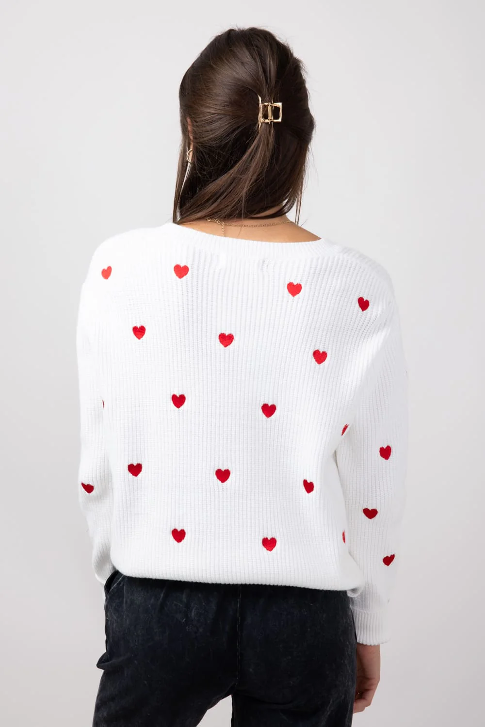 Miracle Heart Sweater for Women in Ivory/Red | W8009-IVORYRED - Image 4