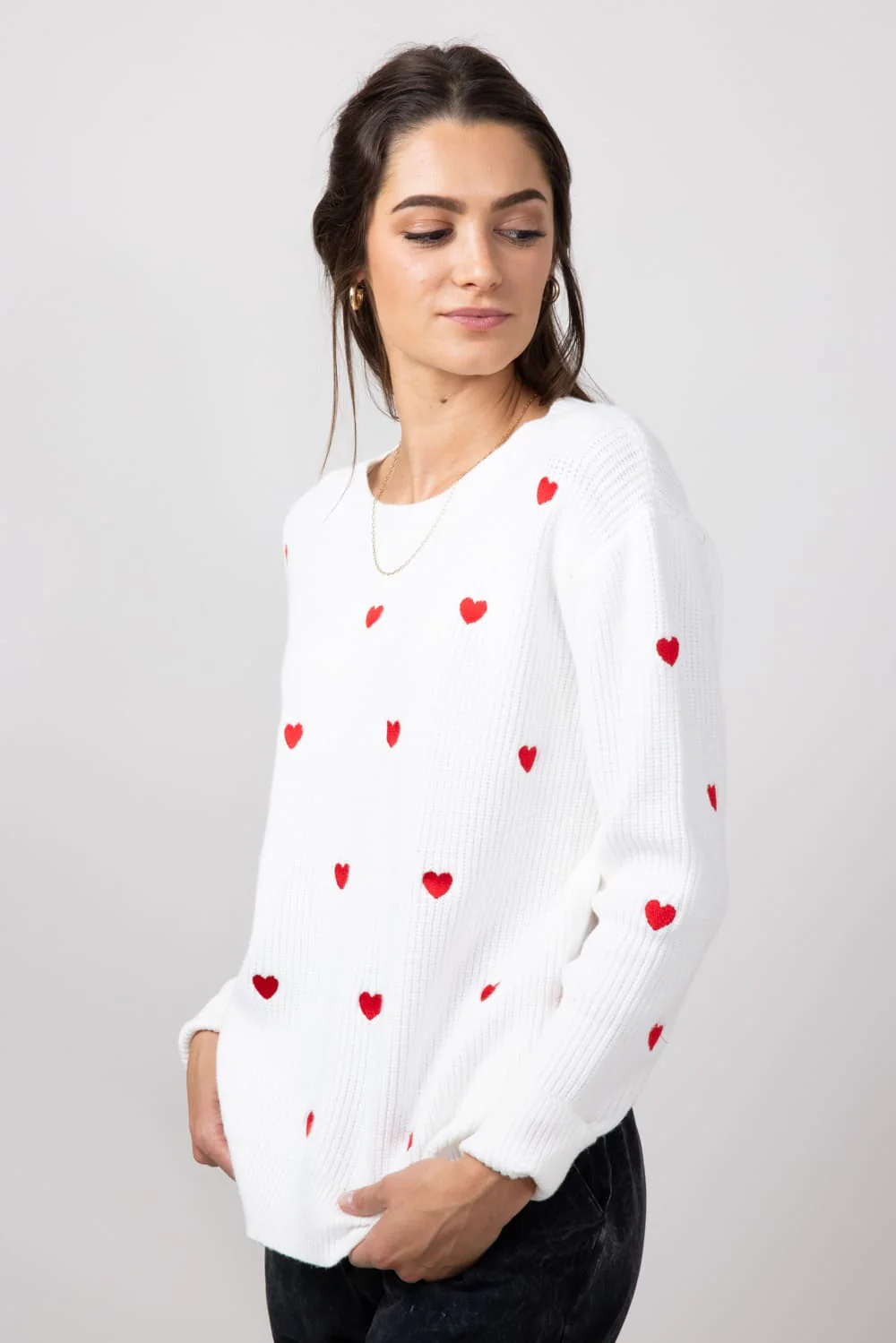 Miracle Heart Sweater for Women in Ivory/Red | W8009-IVORYRED - Image 5