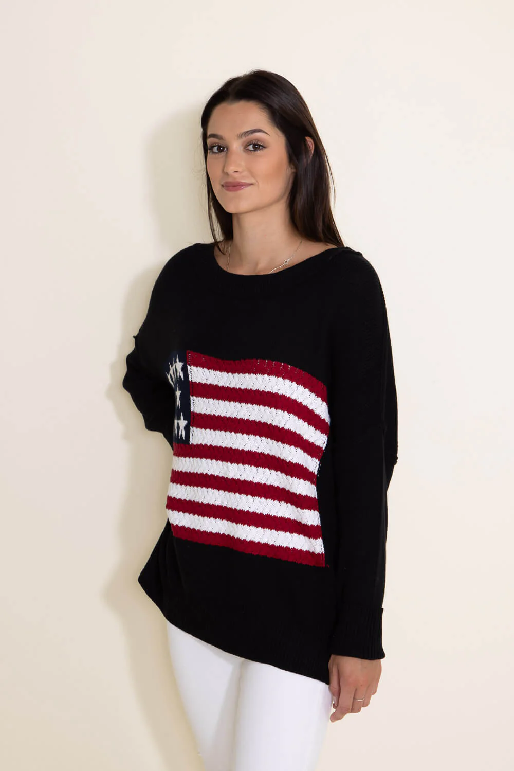 Miracle Knit American Flag Sweater for Women in Black | M8167-BLACK - Image 4