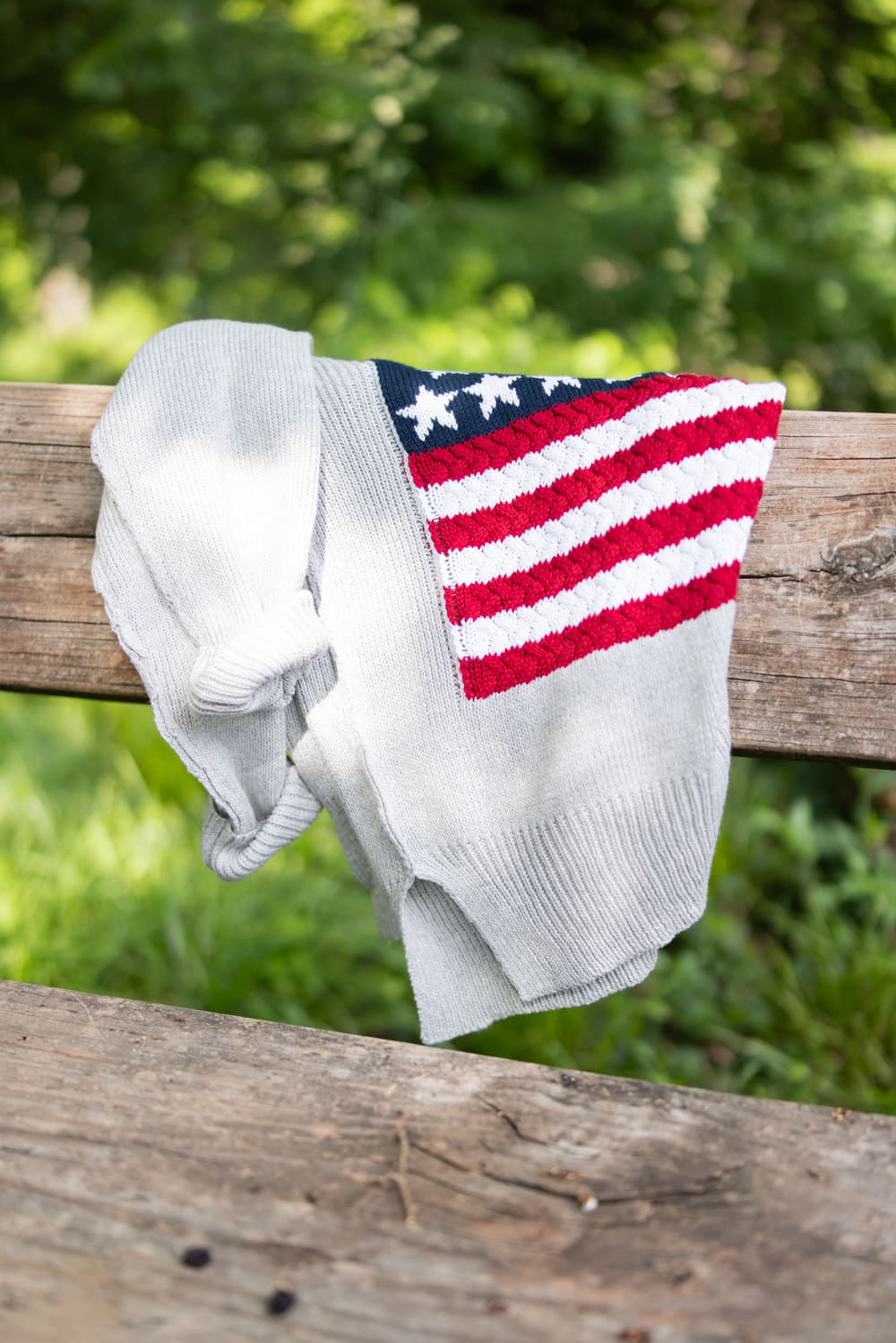 Miracle Knit American Flag Sweater for Women in Grey | M8167-GREY - Image 3