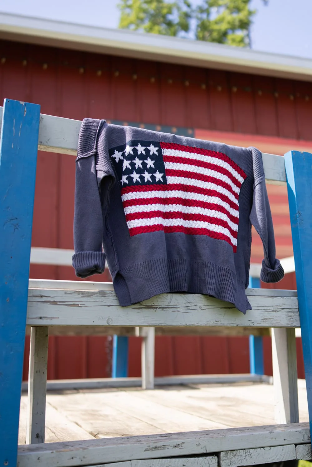 Miracle Knit American Flag Sweater for Women in Navy | M8167-BLUEGREYNAVY - Image 2
