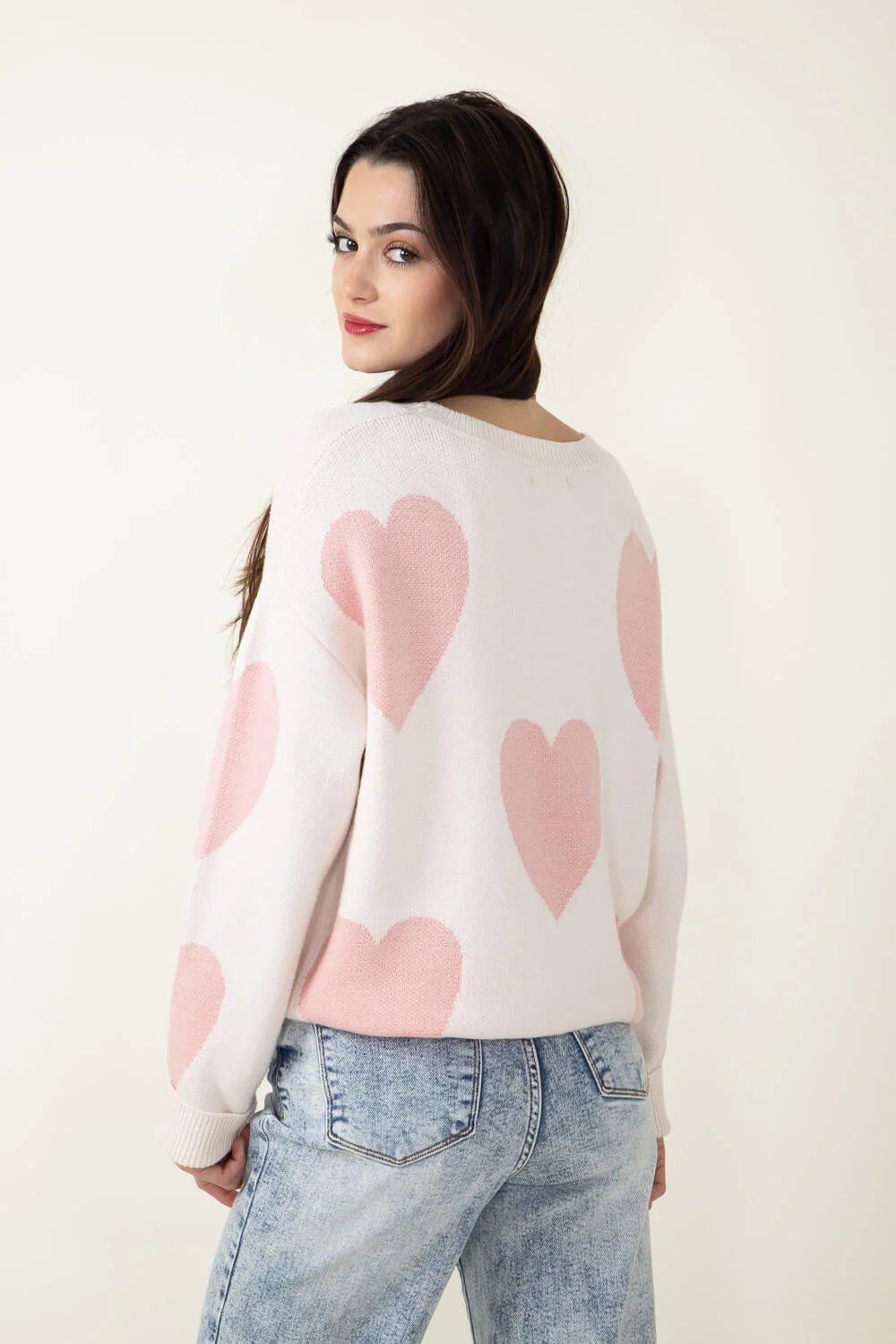 Miracle Large Heart Sweater for Women in Cream | F143-CREAMBLUSH - Image 3