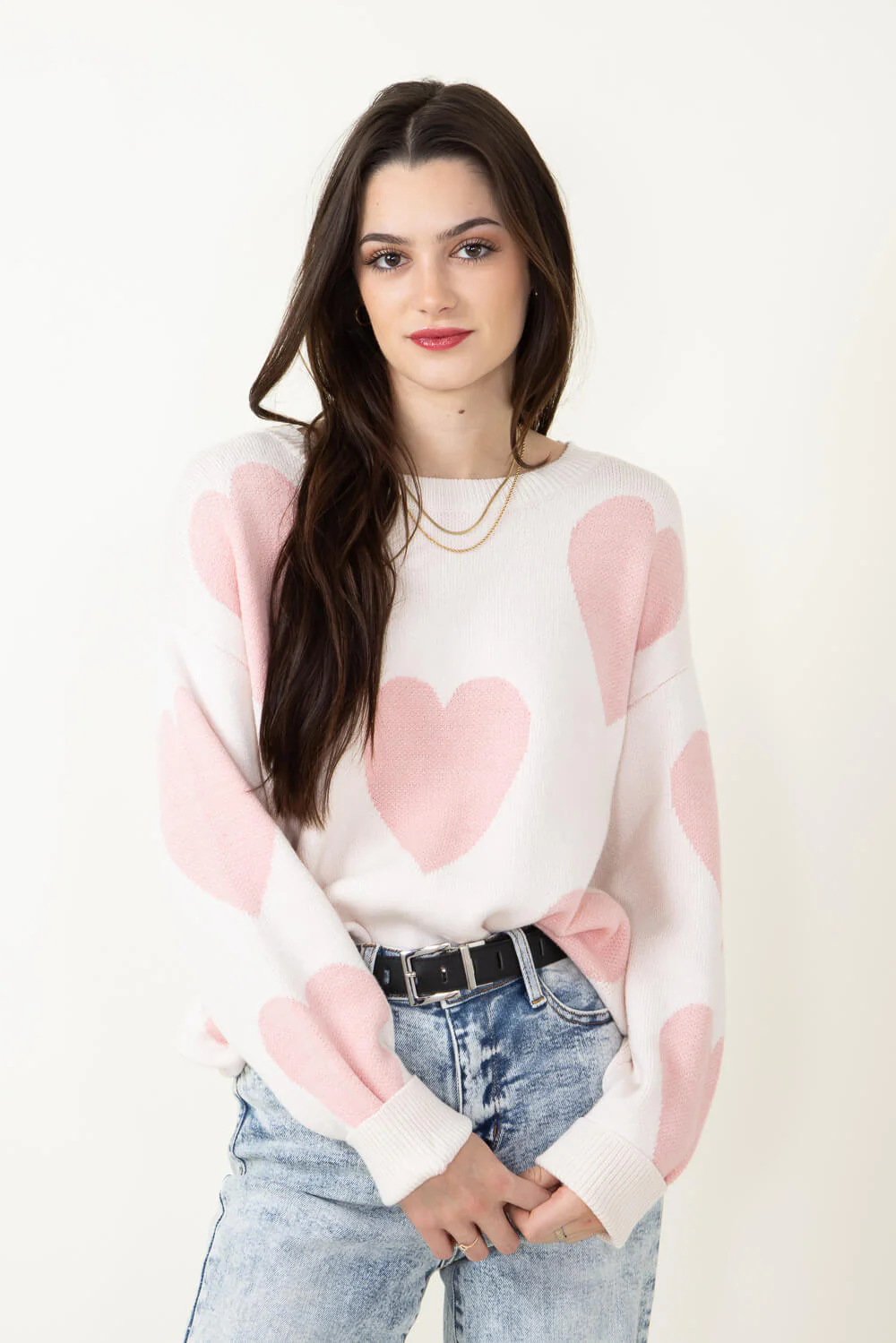 Miracle Large Heart Sweater for Women in Cream | F143-CREAMBLUSH - Image 4