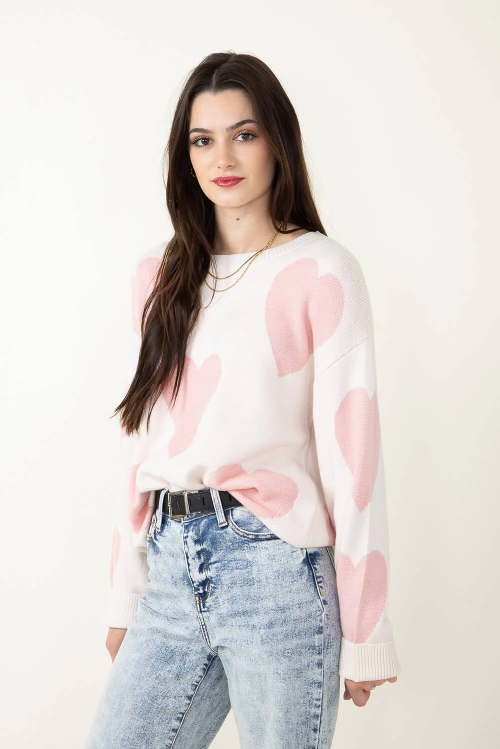 Miracle Large Heart Sweater for Women in Cream | F143-CREAMBLUSH - Image 6