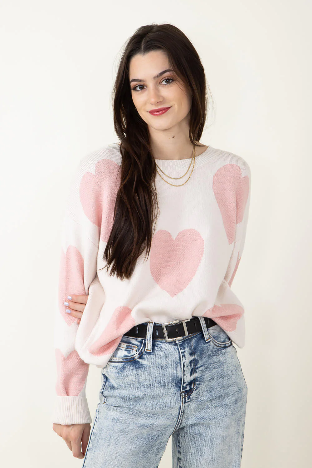 Miracle Large Heart Sweater for Women in Cream | F143-CREAMBLUSH - Image 7
