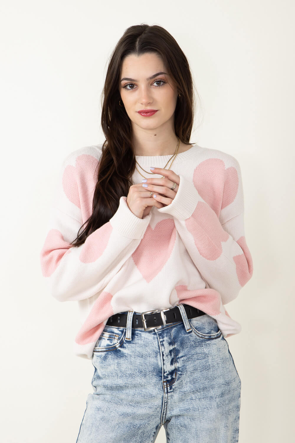 Miracle Large Heart Sweater for Women in Cream | F143-CREAMBLUSH - Image 8