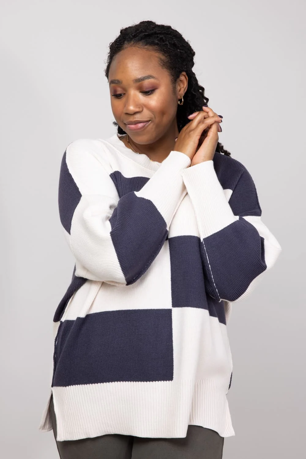 Miracle Colorblock Sweater for Women in Beige/Blue | F200-BEIGEBLUE - Image 5